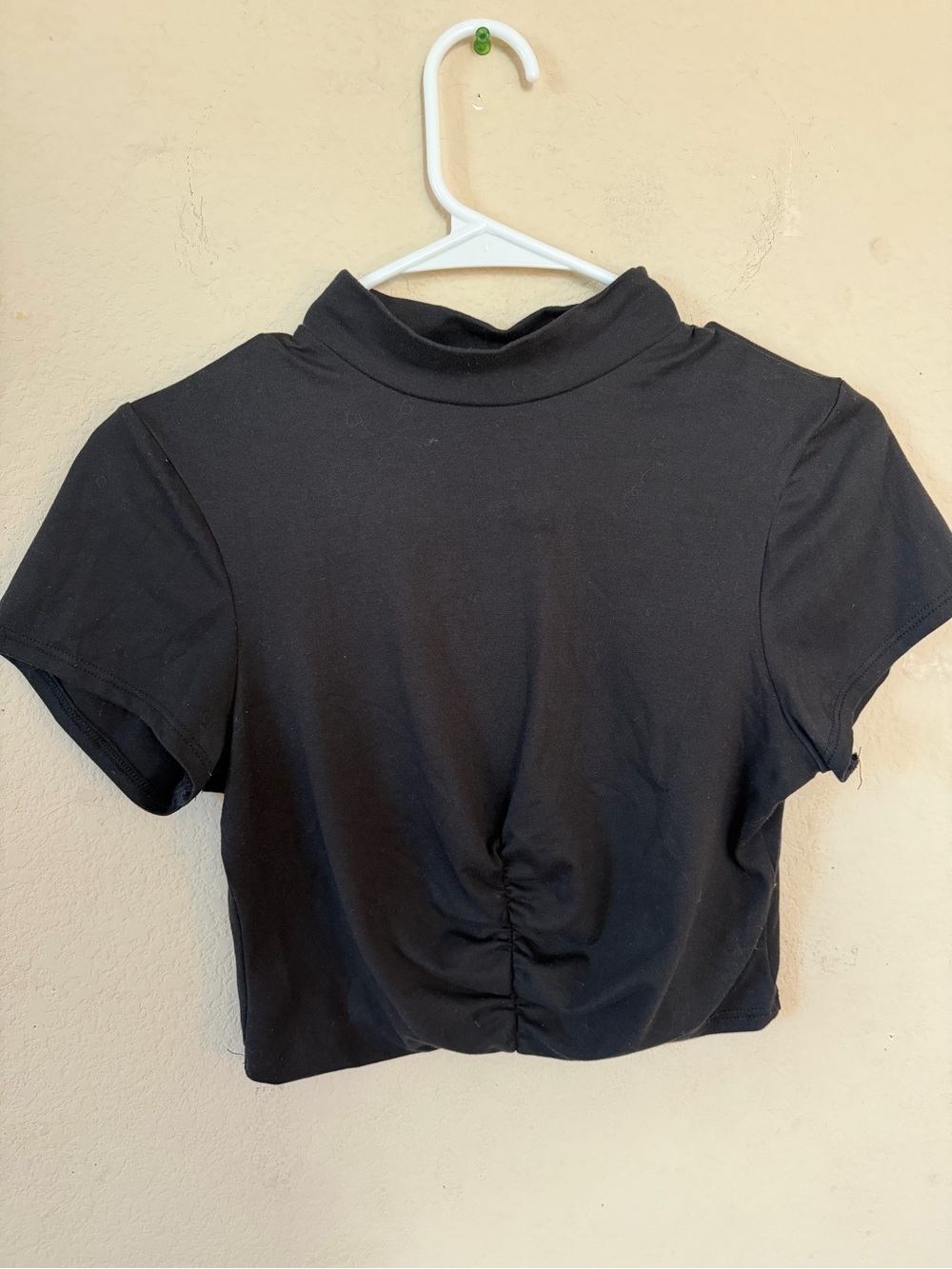 Francescas Black Cropped Mock Neck Tee